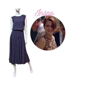 New Vintage Betsys Things Midi Dress 16 Polka Dots Sundress 90s does 20s